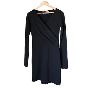 FIG Long Sleeve Faux Wrap Dress in Black Size Small